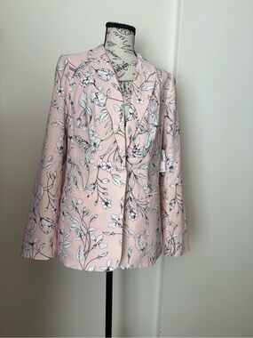 Roz & Ali Pink Floral Notch-Lapel Blazer